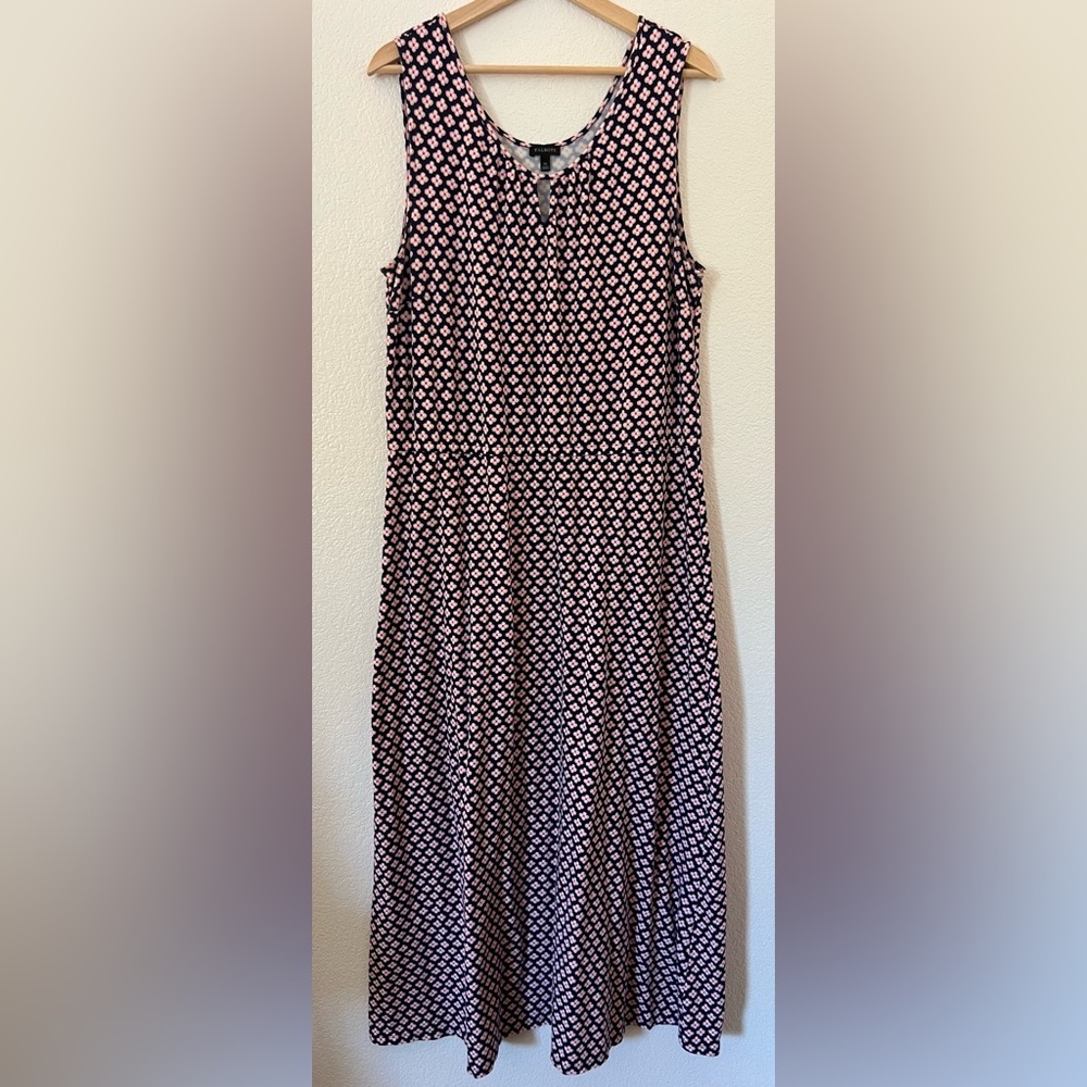 Talbots‎ Maxi Dress Navy and Pink tiny flower design XL